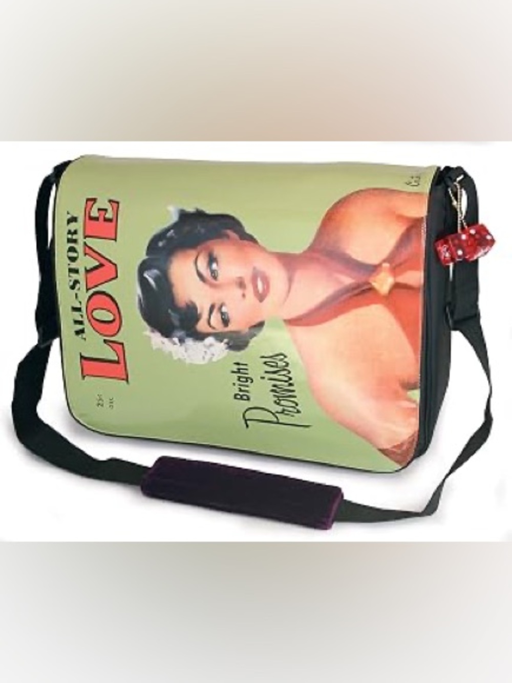 Maddie Powers Lime Green 'Love' Pinup Graphic Messenger Laptop Bag